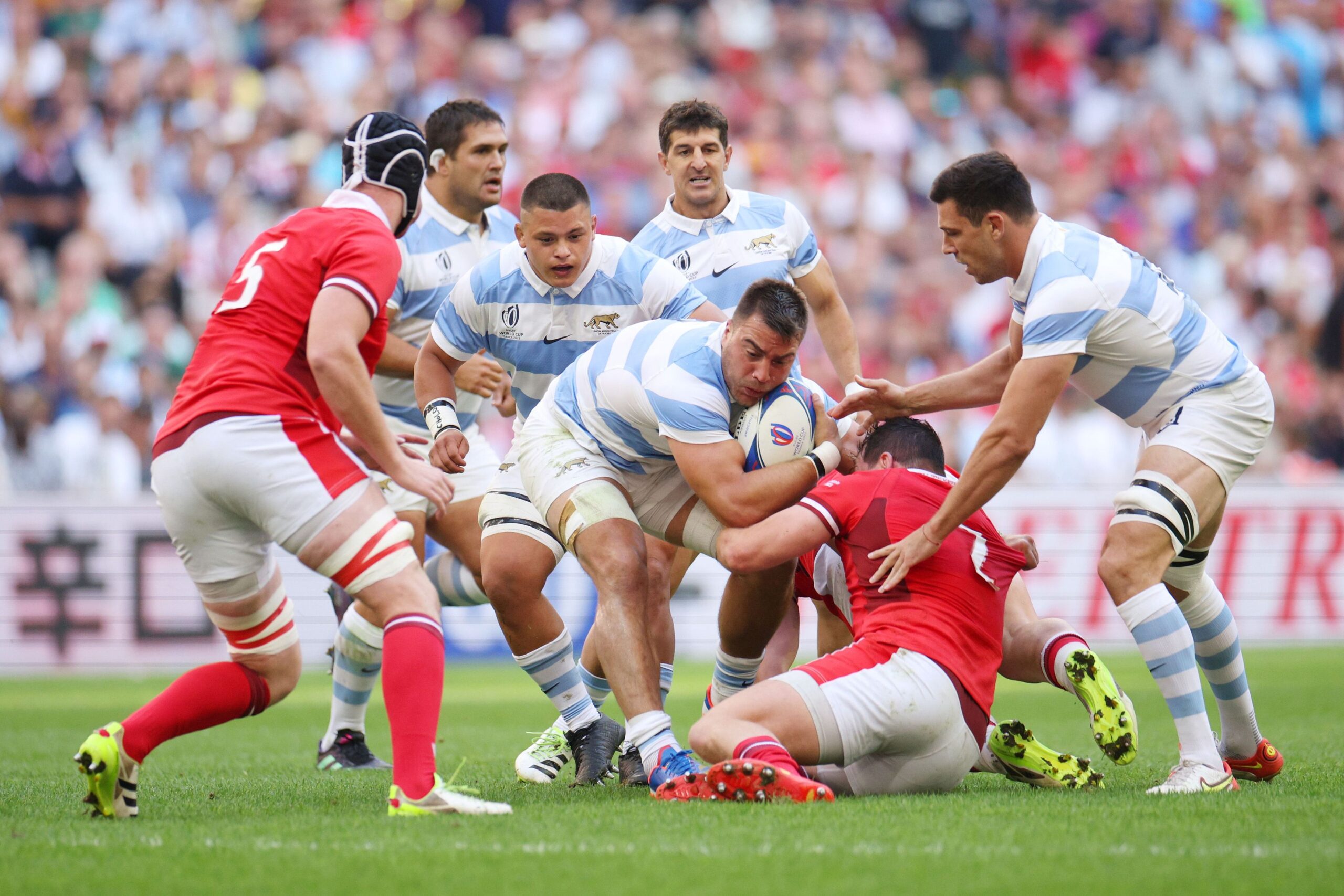 СЛАВИЛИ ПРОТИВ ВЕЛСА: рагбисти Аргентине у акцији против Змајева. ФОТО: World Rugby/Getty Images